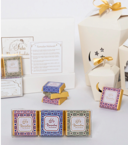 3 pc. Ramadan Chocolate clear box (Fida Chocolates)