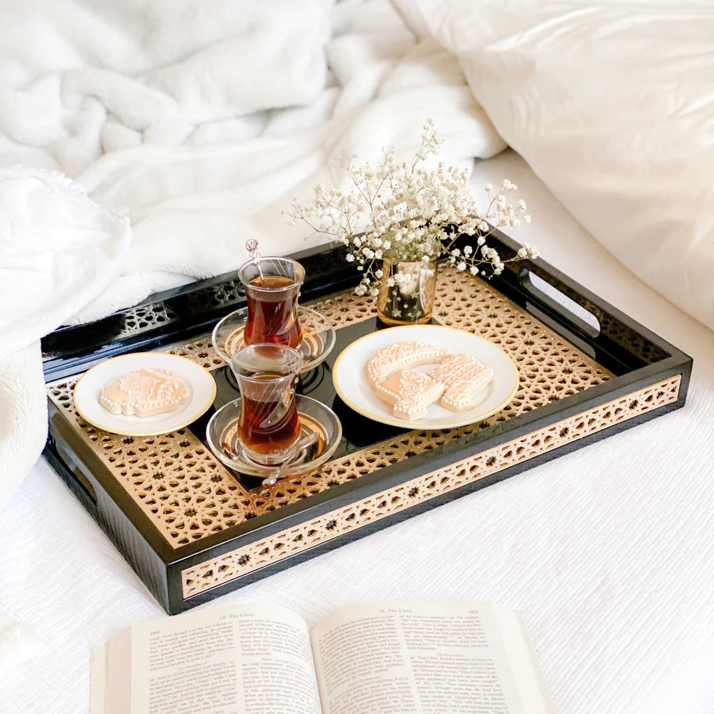 Zaina Laser cut trays (18x12inches) - Black and Gold