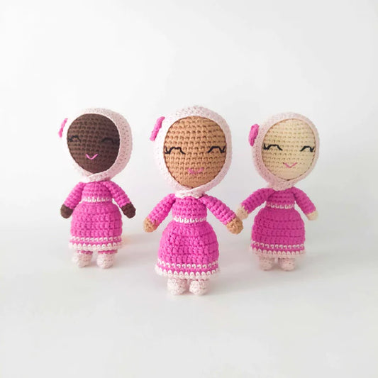 Mini Girl Doll | Handmade Muslim Dolls: Fusha, Brown Skin